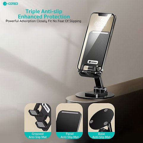 COTECi SD-68 Stand Holder for Phone ABS Carbon Steel Rotate 360° Foldable Bracket