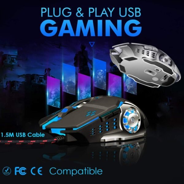 Microkingdom G501 Gaming Mouse Wired USB 2.0 RGB Mouse with 3200 DPI