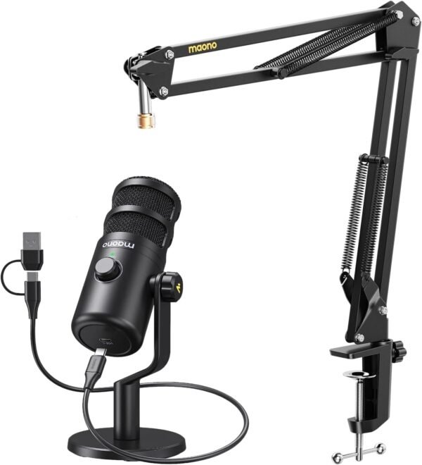 Maono PD100W Wireless Podcast Mic With Desk Arm Stand