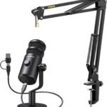 Maono PD100W Wireless Podcast Mic With Desk Arm Stand
