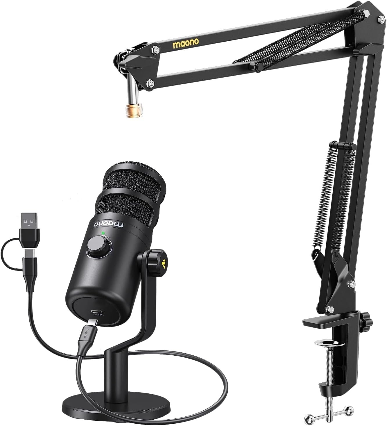 Maono PD100W Wireless Podcast Mic With Desk Arm Stand