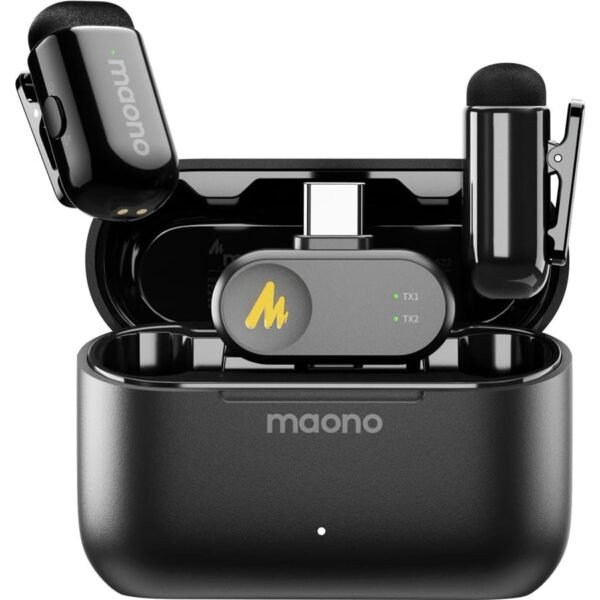MAONO Wave T1 Mini Wireless Lavalier Microphone, USB-C Plug, AI Noise Cancellation
