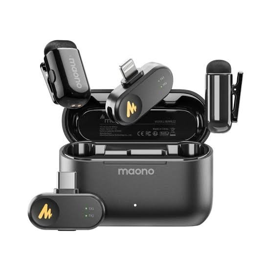 MAONO Wave T1 Mini Wireless Lavalier Microphone, USB-C and Lightning Plug, AI Noise Cancellation