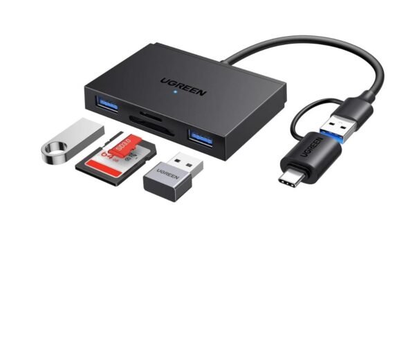 Ugreen 45167 USB-C 4 In 1 Card Reader With 2X USB3.0 + 1X SD/TF