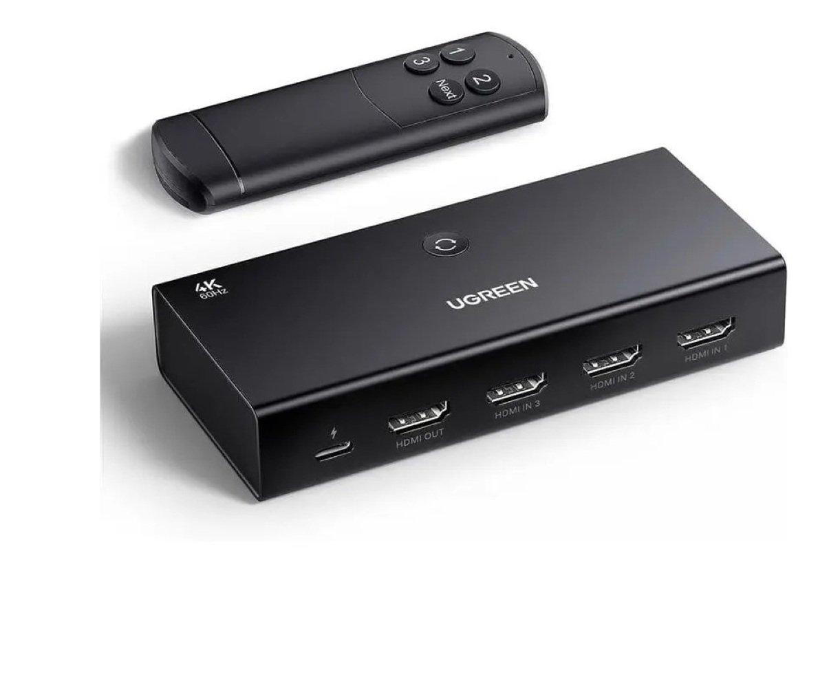 UGREEN 55857 HDMI Switch 3 In 1 Out With Remote 4K 60Hz