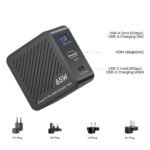 UNITEK GaN Charger Hub Travel Tri Pro 65W 3-in-1  P1242ABK01