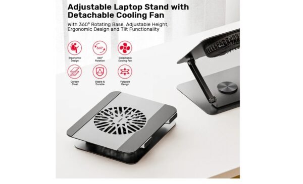UNITEK  ADJUSTABLE LAPTOP STAND WITH DETACHABLE COOLING FAN 360° OT1098AGY01