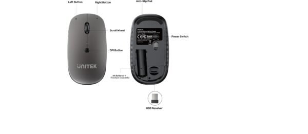 UNITEK SLIMTRACK 2.4GHZ WIRELESS OPTICAL MOUSE  T060AGY01
