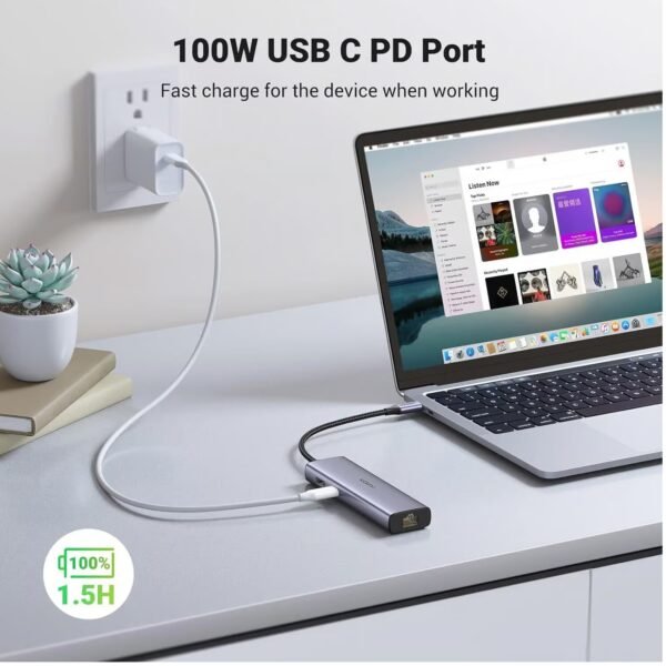 UGREEN 90568 7-in-1 USB C Hub 4K HDMI Multiport Adapter with 1Gbps Ethernet, 100W PD, 2 USB 3.0, SD/TF Card Reader