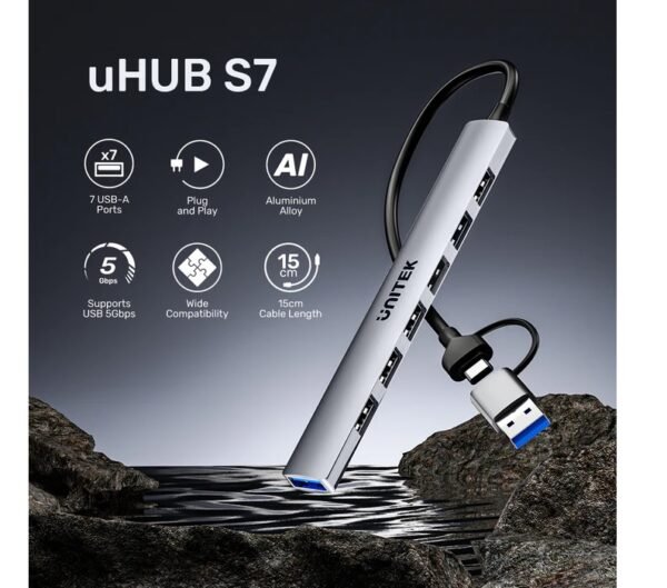 UNITEK Usb-C/Usb-A 2in1 7Port Hub 5GBS  H1209AGY01