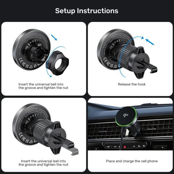 UNITEK Magnetic Wireless Car Charger 15W P1404ABK01 Qi2