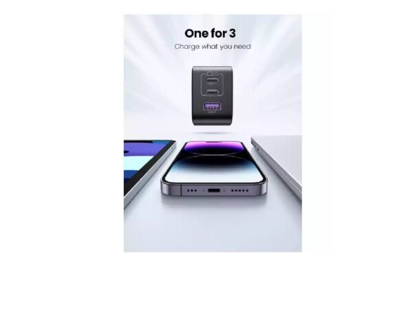 UGREEN Nexode 50653 65W GaN USB C Wall Charger – 3-Port Compact Foldable Fast Charger (50653/CD244)