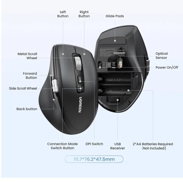 UGREEN 45792 Multi-Mode Wireless Bluetooth Mouse