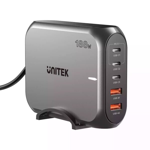 UNITEK Desktop GaN Charging Station EU 188W PD3.1 5Ports P1234AGY01
