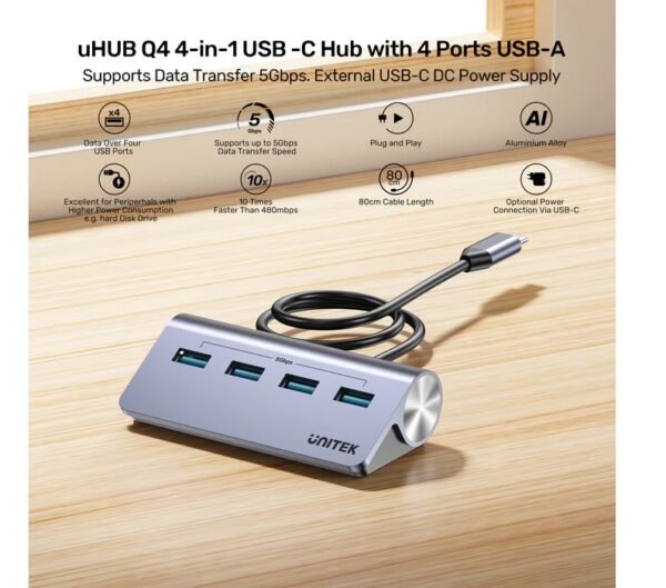 UNITEK USB C 4Ports Hub  H1337BGY01