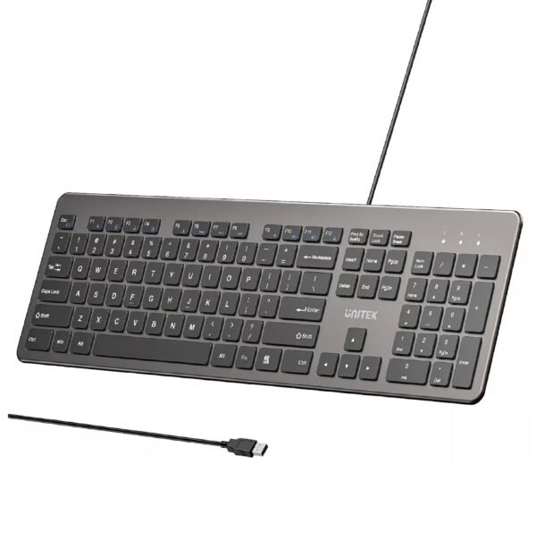 UNITEK SlimTap Ultra Light Wired Keyboard with 104 keys (T052AGY01-US)