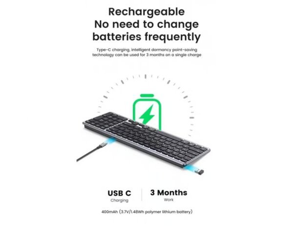 UGREEN 15258 Ultra Slim Wireless Keyboard Bluetooth