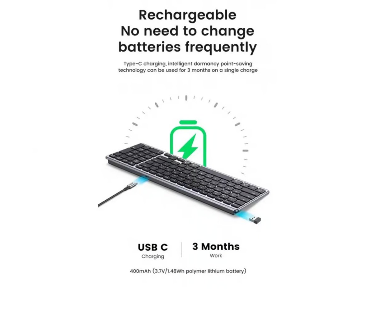 UGREEN 15258 Ultra Slim Wireless Keyboard Bluetooth