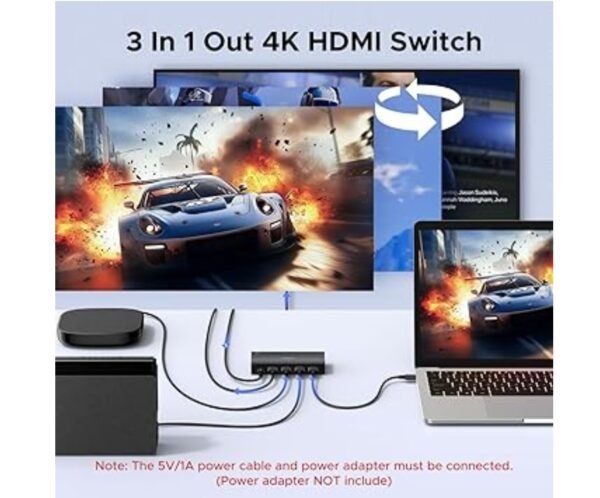UGREEN 55857 HDMI Switch 3 In 1 Out With Remote 4K 60Hz