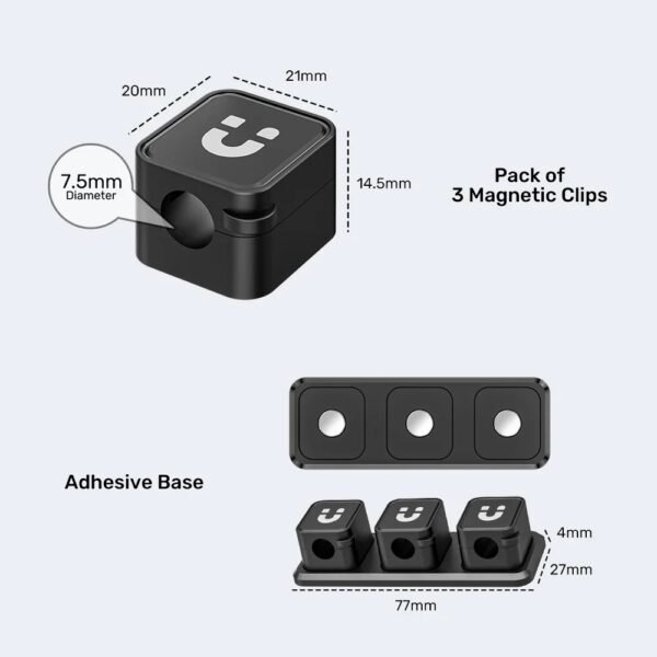 UNITEK SnapHold Magnetic Cable Clips with Base T1117ABK01