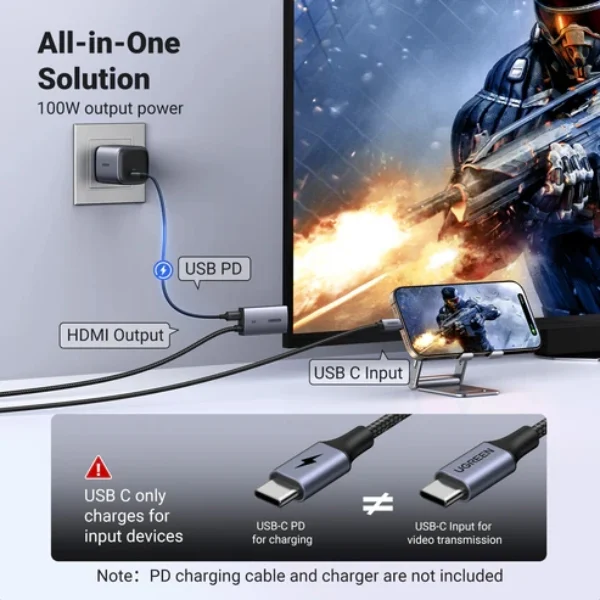 UGREEN 55330 4K Type-C to HDMI with PD Port Cable 5M