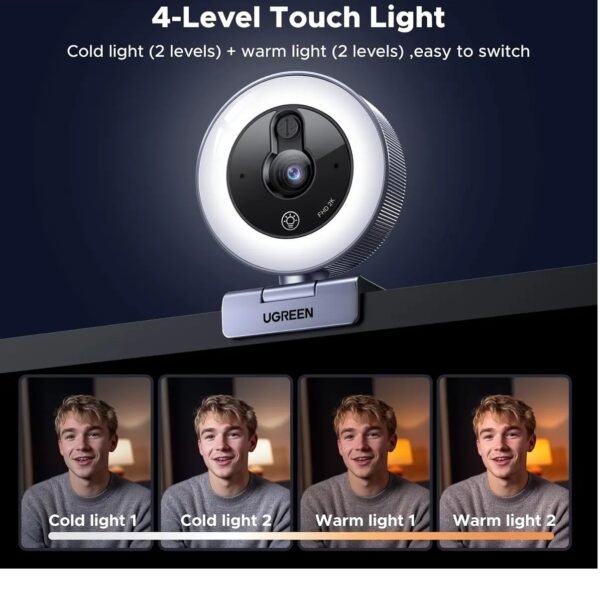 UGREEN 65857 2K USB Webcam with Ring Light