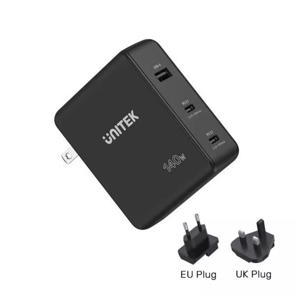 UNITEK GAN WALL CHARGER 140W 3Port  (1XUSB-A / 2XUSB-C) P1115A
