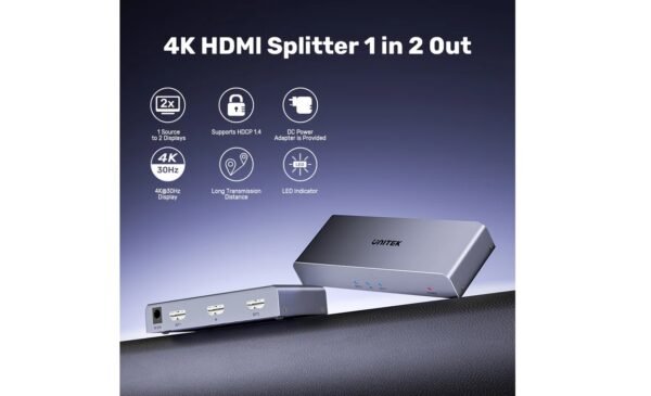 UNITEK  4K HDMI SPLITTER 1 IN 2 OUT V1130A01