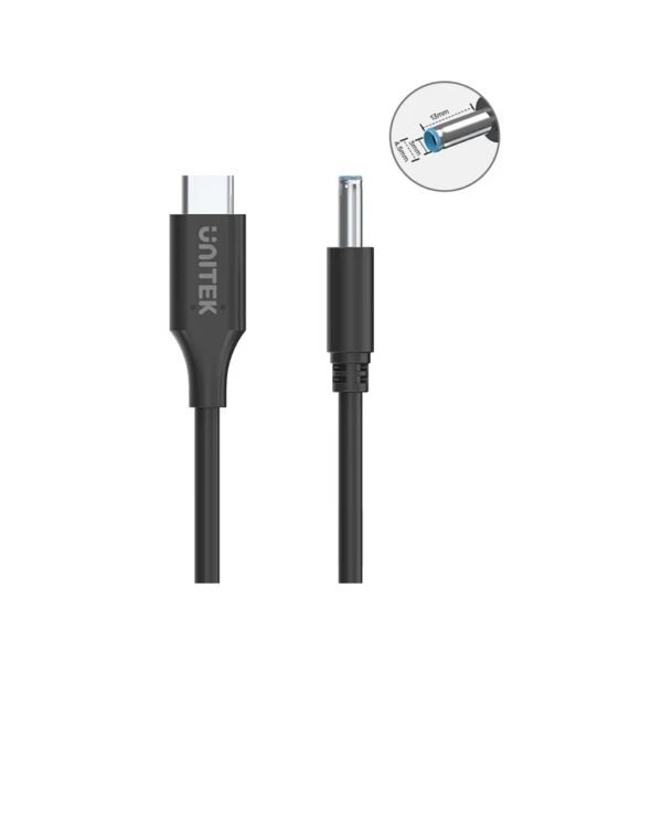 UNITEK USB C to DC  65W Charging Cable DC Jack 4.5 x 3.0 mm for HP Laptops C14117BK 1.8M