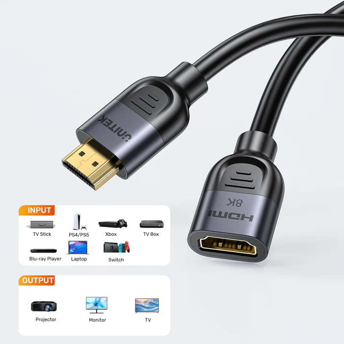 UNITEK ULTRA STREAM 8K@60HZ HDMI EXTENSION CABLE (C11091AGY01)2M