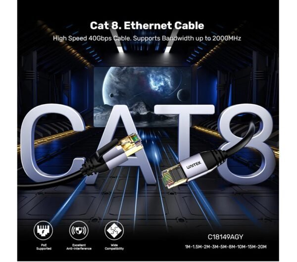 UNITEK CAT8 ETHERNET CABLE  C18149AGY03