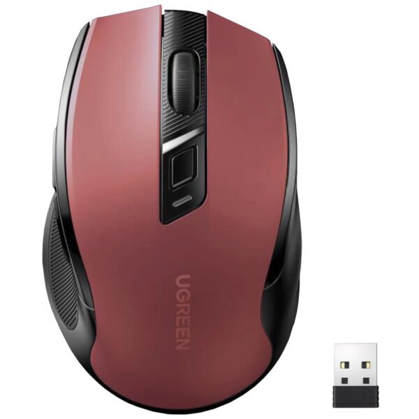 UGREEN 25752 Ergonomic Contoured Shape Design Wireless Mouse 2.4 Red and black
