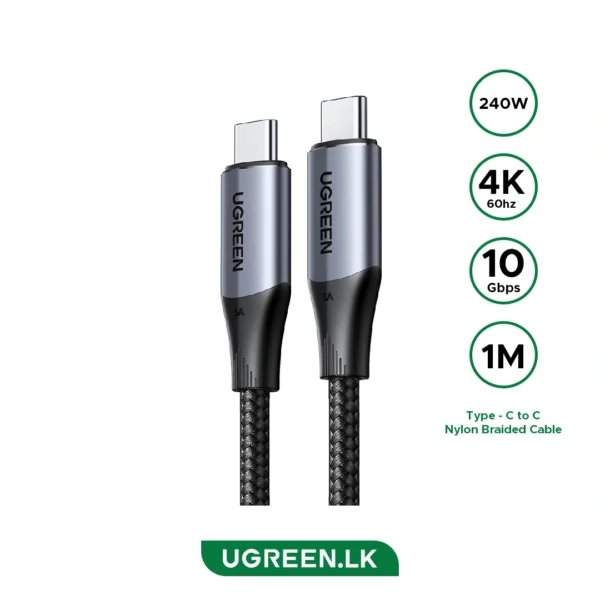 Ugreen 80150 USB-C 3.1 GEN 2 Male to Male 5A Data Cable 1M