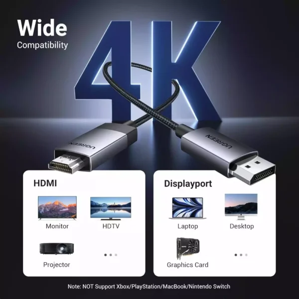 UGREEN 25491 DISPLAYPORT TO HDMI CABLE 4K 60Hz 3M