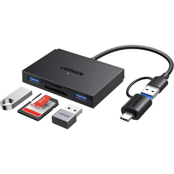 Ugreen 45167 USB-C 4 In 1 Card Reader With 2X USB3.0 + 1X SD/TF