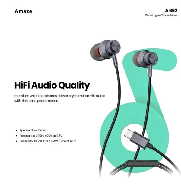 AMAZE ULTRA BASS WIRED TYPE C EARPHONE  A692