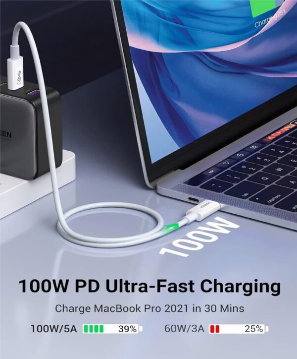 UGREEN 40113 THUNDERBOLT 3 USB4 GEN3 C TO C CABLE 100W 40GBPS 0.8M