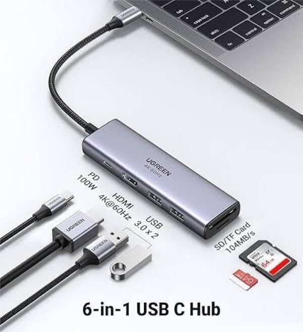 UGREEN 60384 USB-C TO 3XUSB 3.0, HDMI , TF/SD CARD PD ADAPTER