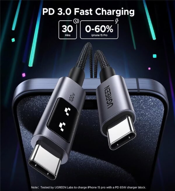 UGREEN 35501 UNO USB-C TO C PD FAST CHARGING CABLE BRAIDED 100W 1M