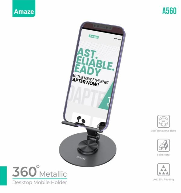 AMAZE 360 DEGREE METAILLIC DESKTOP MOBILE HOLDER A560