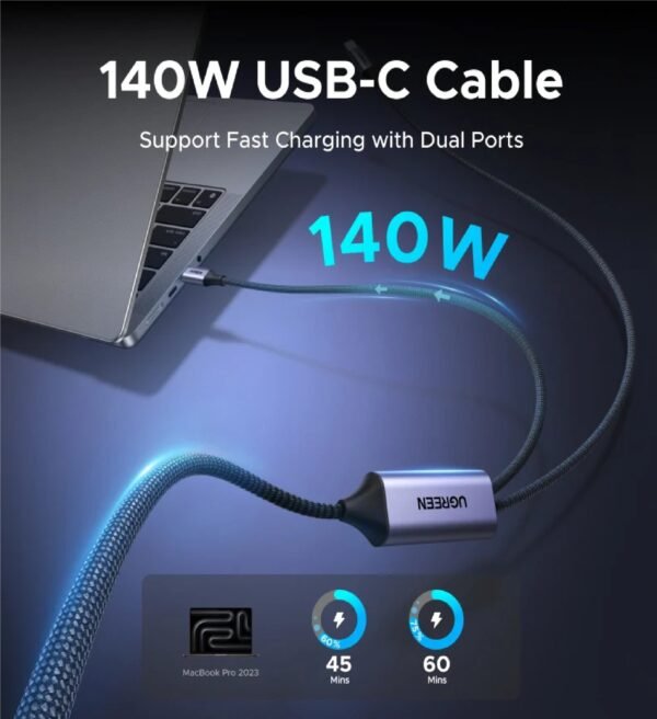 UGREEN 75733 2-IN-1 USB-C TO DUAL USB-C UNIVERSAL PD FAST CHARGING CABLE  140W 2M BRAIDED