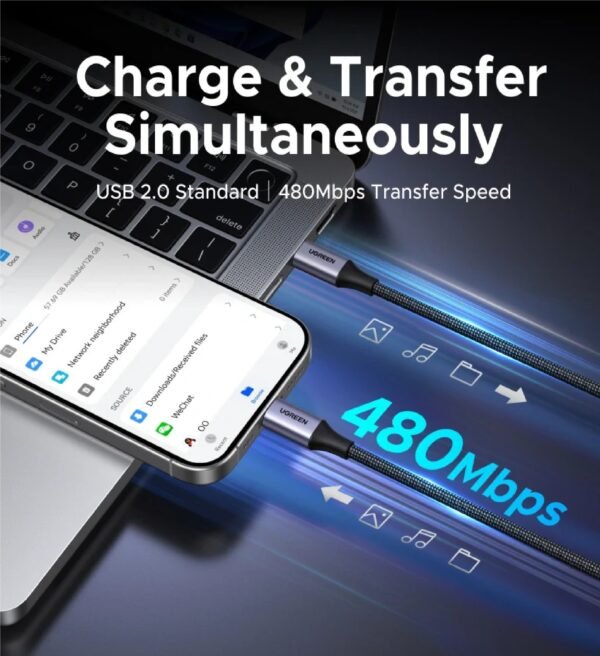 UGREEN 75733 2-IN-1 USB-C TO DUAL USB-C UNIVERSAL PD FAST CHARGING CABLE  140W 2M BRAIDED