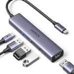 UGREEN 25101 5-IN-1 USB-C TO 8K@30HZ HDMI, 3XUSB-A, 100W PD, ADAPTER