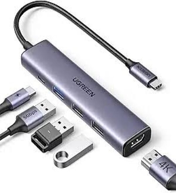 UGREEN 25101 5-IN-1 USB-C TO 8K@30HZ HDMI, 3XUSB-A, 100W PD, ADAPTER