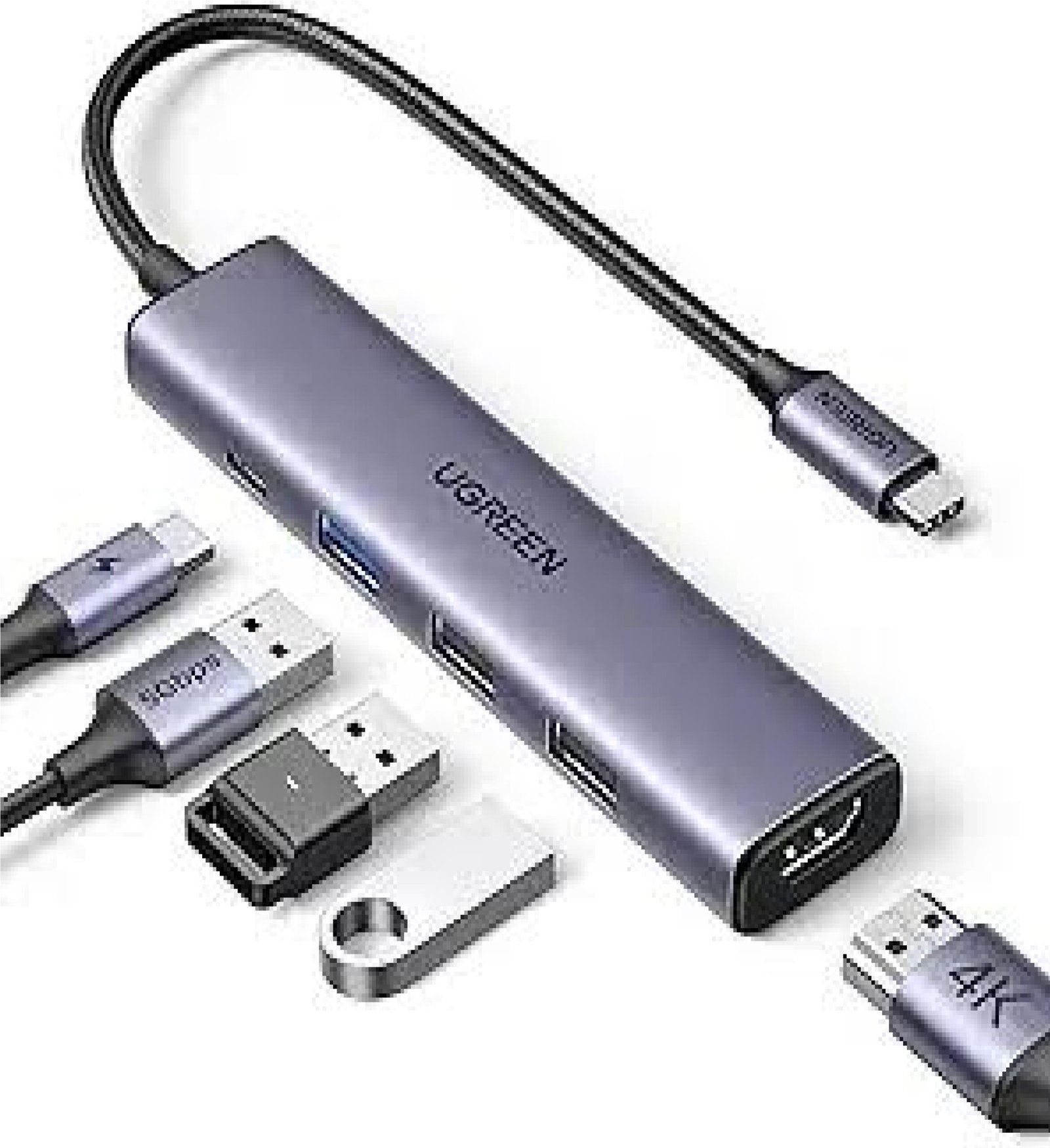 UGREEN 25101 5-IN-1 USB-C TO 8K@30HZ HDMI, 3XUSB-A, 100W PD, ADAPTER