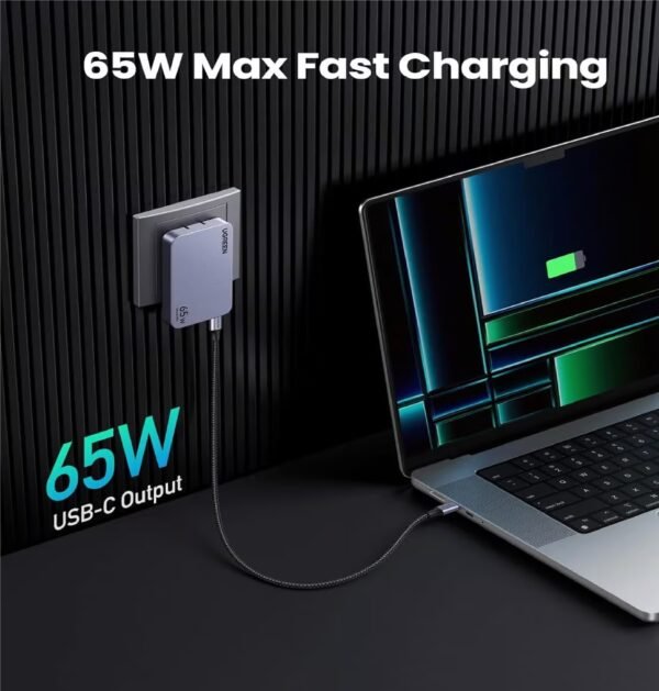 UGREEN 15816 65W 3-PORT GAN ULTRA-THIN FAST CHARGER