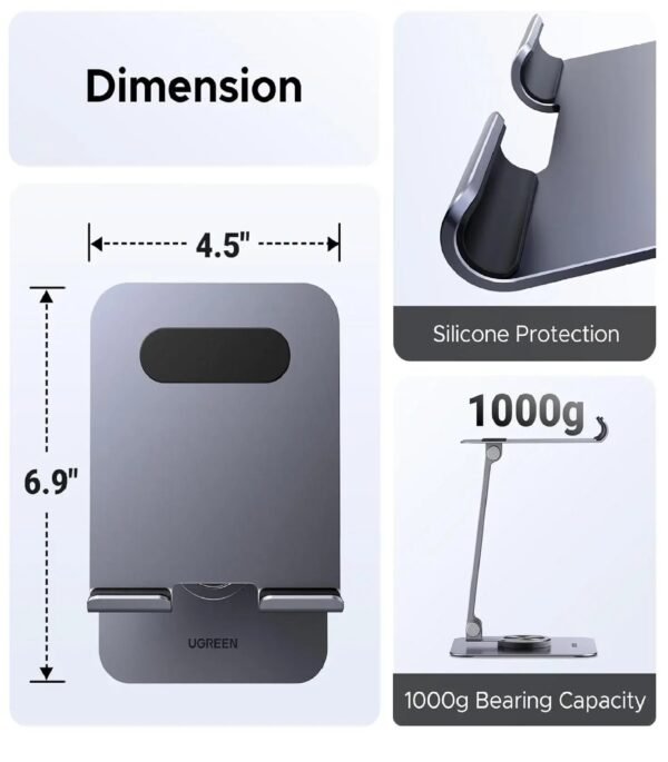 UGREEN 45860 DESKTOP TABLET STAND 360° ROTATION METAL