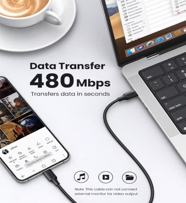UGREEN 60788 USB-C TO C PD FAST CHARGING CABLE 60W 3M