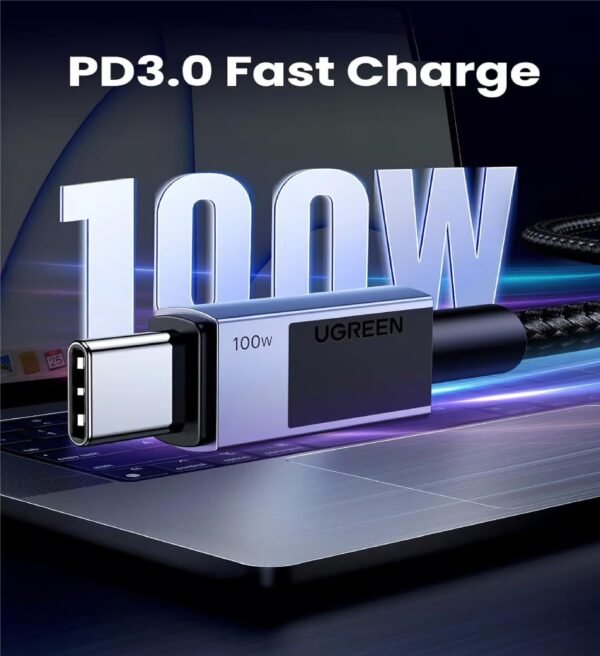 UGREEN 45064 USB-C TO USB-C PD FAST CHARGING CABLE 100W 2M BRAIDED