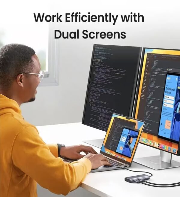 UGREEN 35897 7-IN-1 USB-C TO 2XHDMI, 4XUSB-A, USB-C PD100W ADAPTER 4K@30HZ
